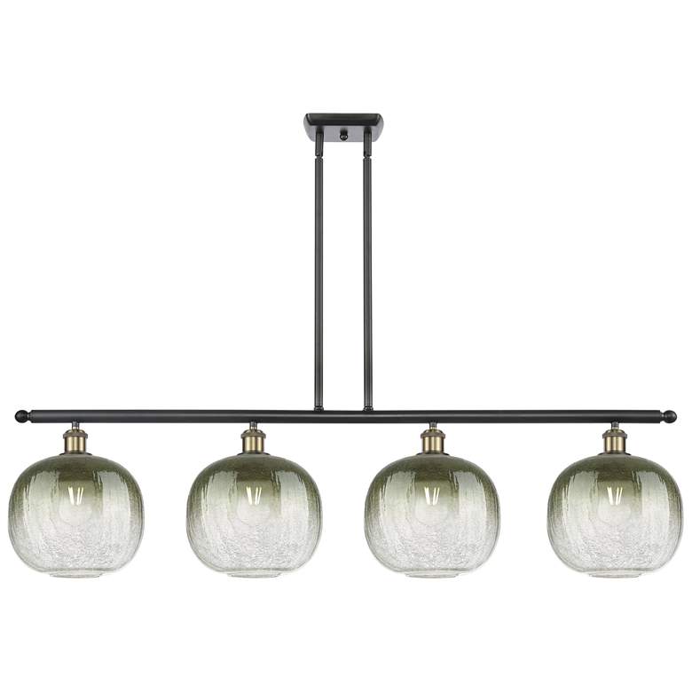 Image 1 Ballston Brookhaven Sphere 49"W 4-Lt Black Brass Stem Island w/ Slate Shade