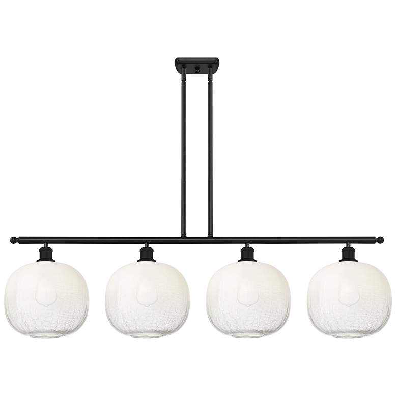 Image 1 Ballston Brookhaven Sphere 49"W 4-Lt Black Stem Island Light w/ Opal Shade