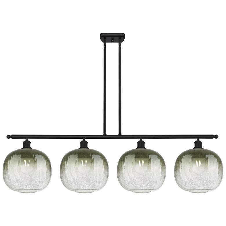 Image 1 Ballston Brookhaven Sphere 49"W 4-Lt Black Stem Island Light w/ Slate Shade