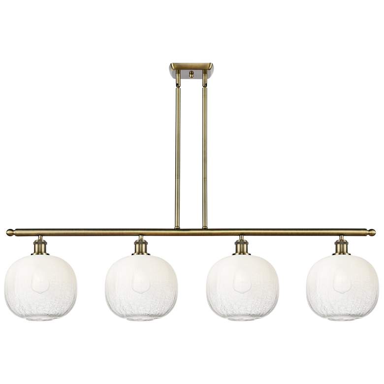Image 1 Ballston Brookhaven Sphere 49"W 4-Lt Brass Stem Island Light w/ Opal Shade