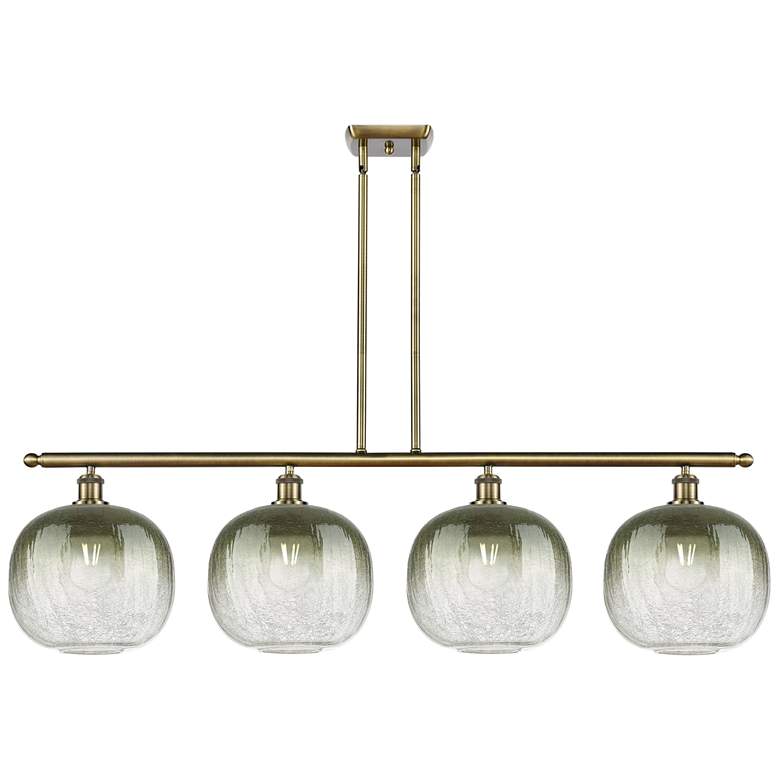 Image 1 Ballston Brookhaven Sphere 49"W 4-Lt Brass Stem Island Light w/ Slate Shade