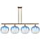 Ballston Brookhaven Sphere 49"W 4-Lt Brush Brass Stem Island w/ Blue Shade