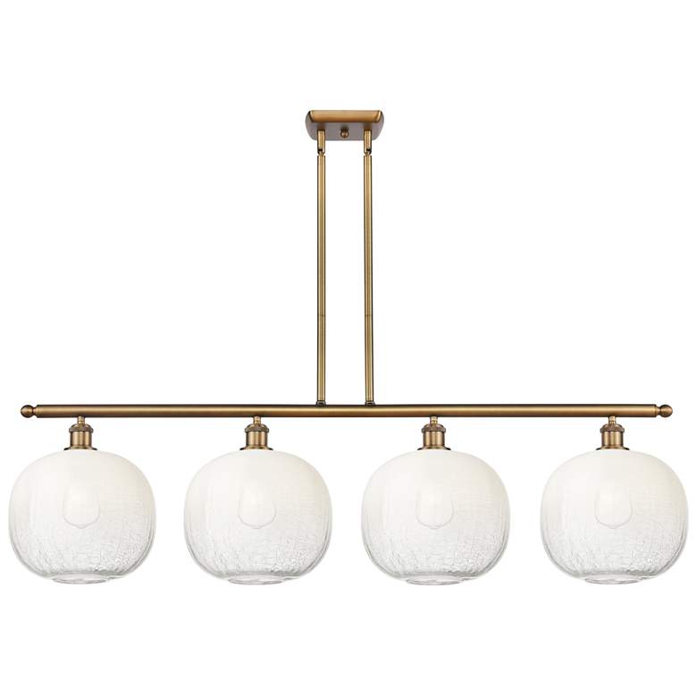 Image 1 Ballston Brookhaven Sphere 49"W 4-Lt Brush Brass Stem Island w/ Opal Shade
