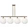 Ballston Brookhaven Sphere 49"W 4-Lt Brush Brass Stem Island w/ Opal Shade