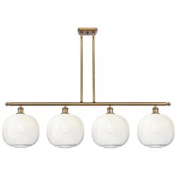 Ballston Brookhaven Sphere 49"W 4-Lt Brush Brass Stem Island w/ Opal Shade