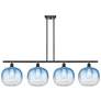 Ballston Brookhaven Sphere 49"W 4-Lt Chrome Stem Island Light w/ Blue Shade
