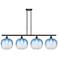Ballston Brookhaven Sphere 49"W 4-Lt Chrome Stem Island Light w/ Blue Shade