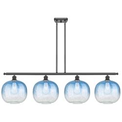 Ballston Brookhaven Sphere 49"W 4-Lt Chrome Stem Island Light w/ Blue Shade