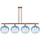 Ballston Brookhaven Sphere 49"W 4-Lt Copper Stem Island Light w/ Blue Shade