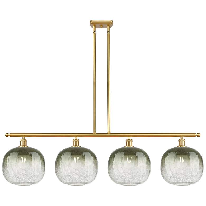 Image 1 Ballston Brookhaven Sphere 49"W 4-Lt Gold Stem Island Light w/ Slate Shade
