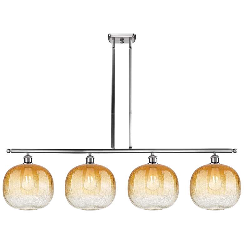 Image 1 Ballston Brookhaven Sphere 49"W 4-Lt Nickel Stem Island w/ Amber Shade