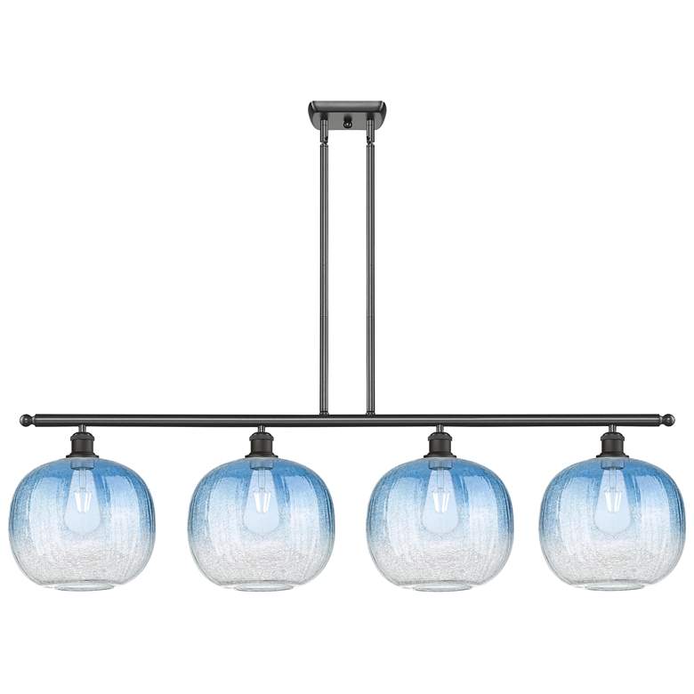 Image 1 Ballston Brookhaven Sphere 49"W 4-Lt Oil Bronze Stem Island w/ Blue Shade