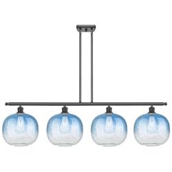 Ballston Brookhaven Sphere 49"W 4-Lt Oil Bronze Stem Island w/ Blue Shade
