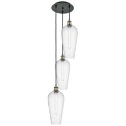 Ballston Chelsea 15"W 3 Light Black Brass Cord Pendant w/ Seedy Shade
