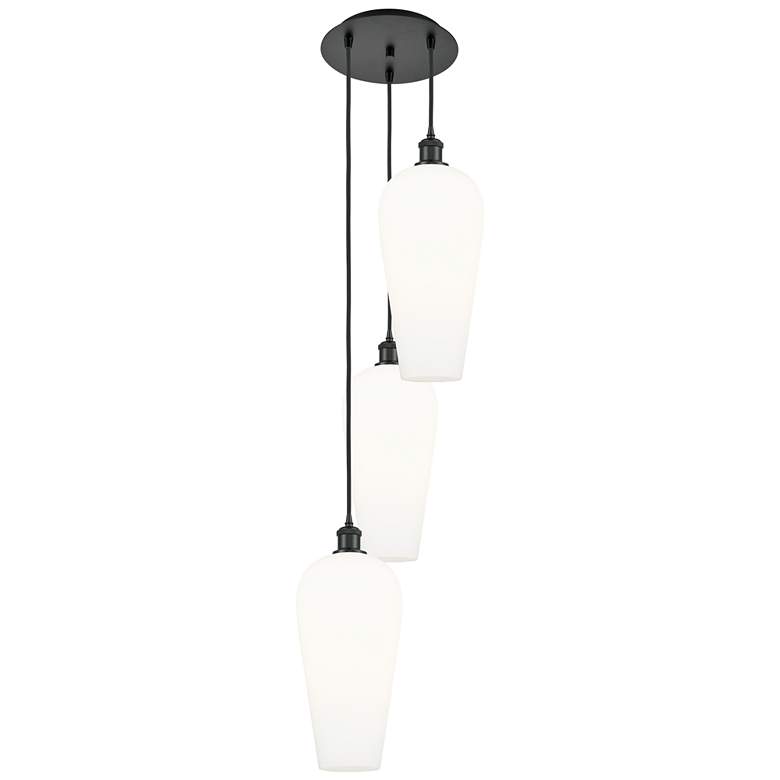 Image 1 Ballston Chelsea 15"W 3 Light Black Cord Multi Pendant w/ White Shade