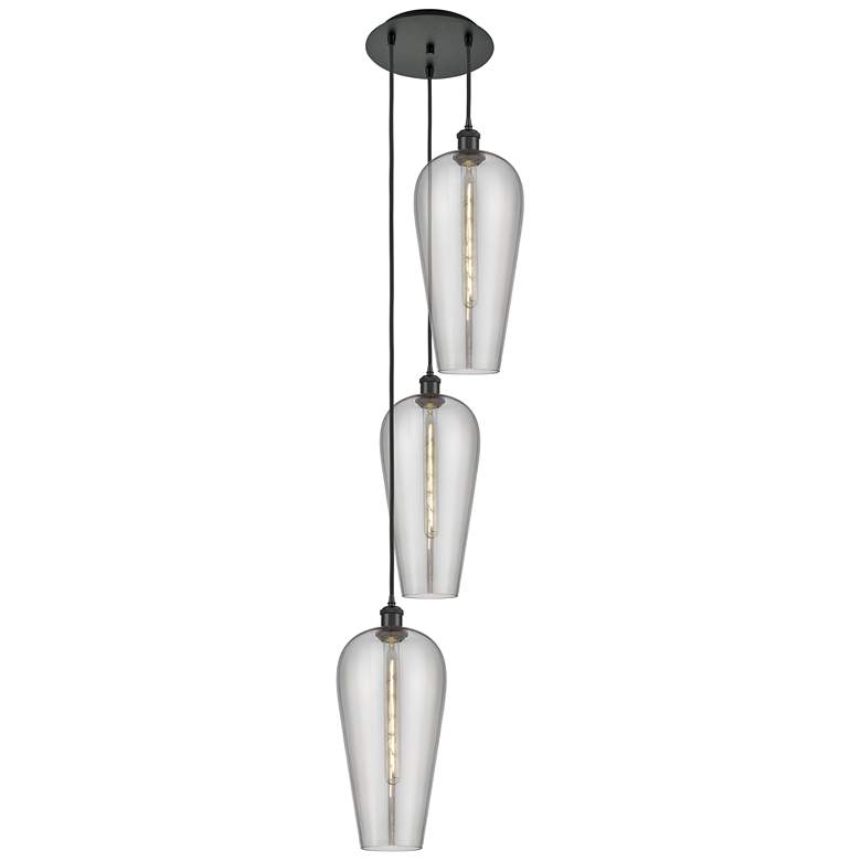Image 1 Ballston Chelsea 15"W 3 Light Black Cord Pendant w/ Light Smoke Shade