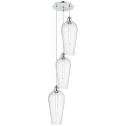 Ballston Chelsea 15"W 3 Light Chrome Cord Multi Pendant w/ Seedy Shade