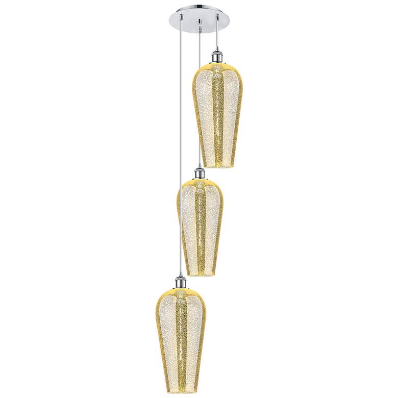 Image 1 Ballston Chelsea 15"W 3 Light Chrome Cord Pendant w/ Mercury Shade