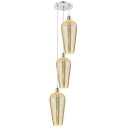 Ballston Chelsea 15"W 3 Light Chrome Cord Pendant w/ Mercury Shade