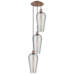 Ballston Chelsea 15"W 3 Light Copper Cord Pendant w/ Light Smoke Shade
