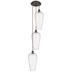 Ballston Chelsea 15"W 3 Light Oiled Bronze Cord Pendant w/ Seedy Shade