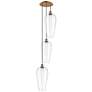 1_Ballston Chelsea 15"W 3-Lt Brushed Brass Cord Pendant w/ Clear Shade