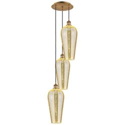 Ballston Chelsea 15"W 3-Lt Brushed Brass Cord Pendant w/ Mercury Shade
