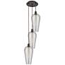 1_Ballston Chelsea 15"W 3-Lt Oiled Bronze Cord Pendant w/ Light Smoke Shade