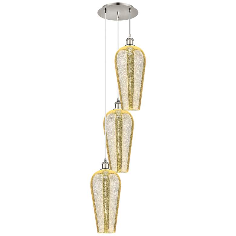 Image 1 Ballston Chelsea 15"W 3-Lt Polished Nickel Cord Pendant w/ Mercury Shade