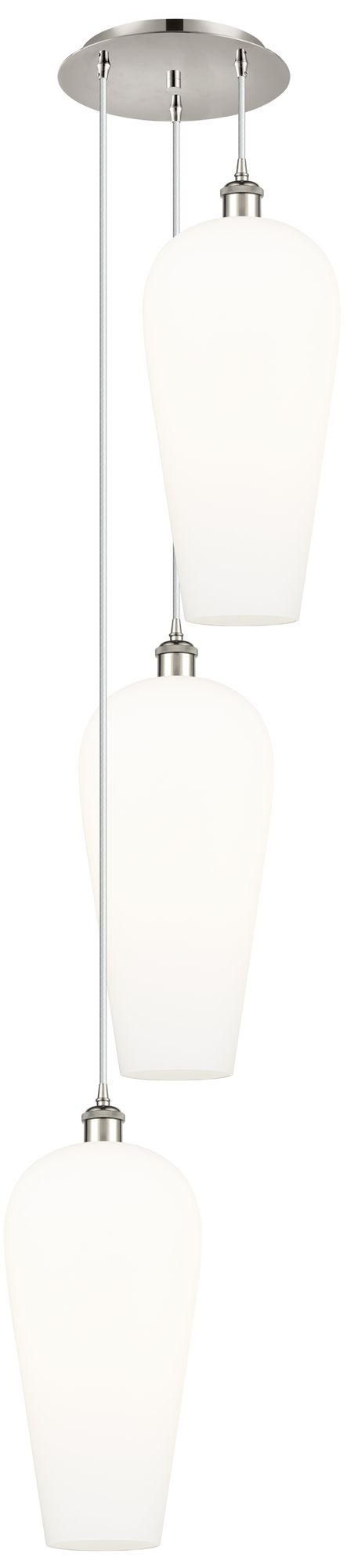 Ballston Chelsea 15"W 3-Lt Polished Nickel Cord Pendant w/ White Shade