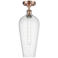 Ballston Chelsea 8"W Antique Copper Semi.Flush Mount With Seedy Shade