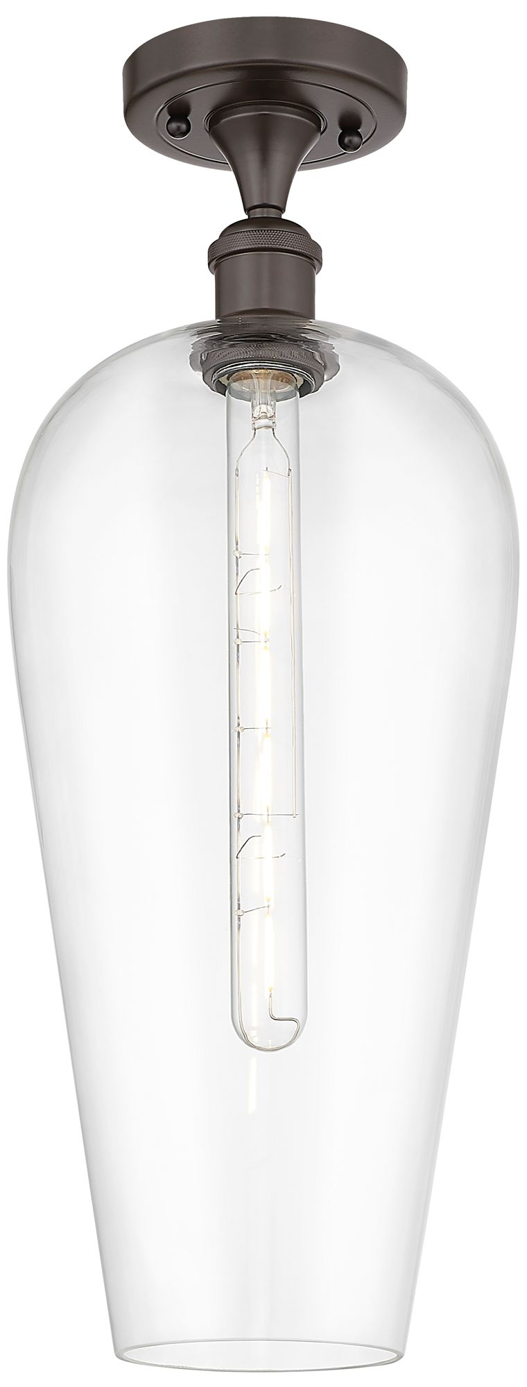 Ballston Chelsea 8"W Oil Rubbed Bronze Semi.Flush Mount w/ Clear Shade