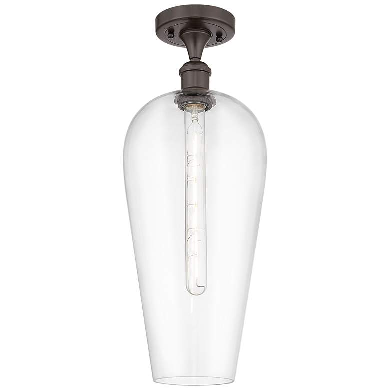 Image 1 Ballston Chelsea 8"W Oil Rubbed Bronze Semi.Flush Mount w/ Clear Shade