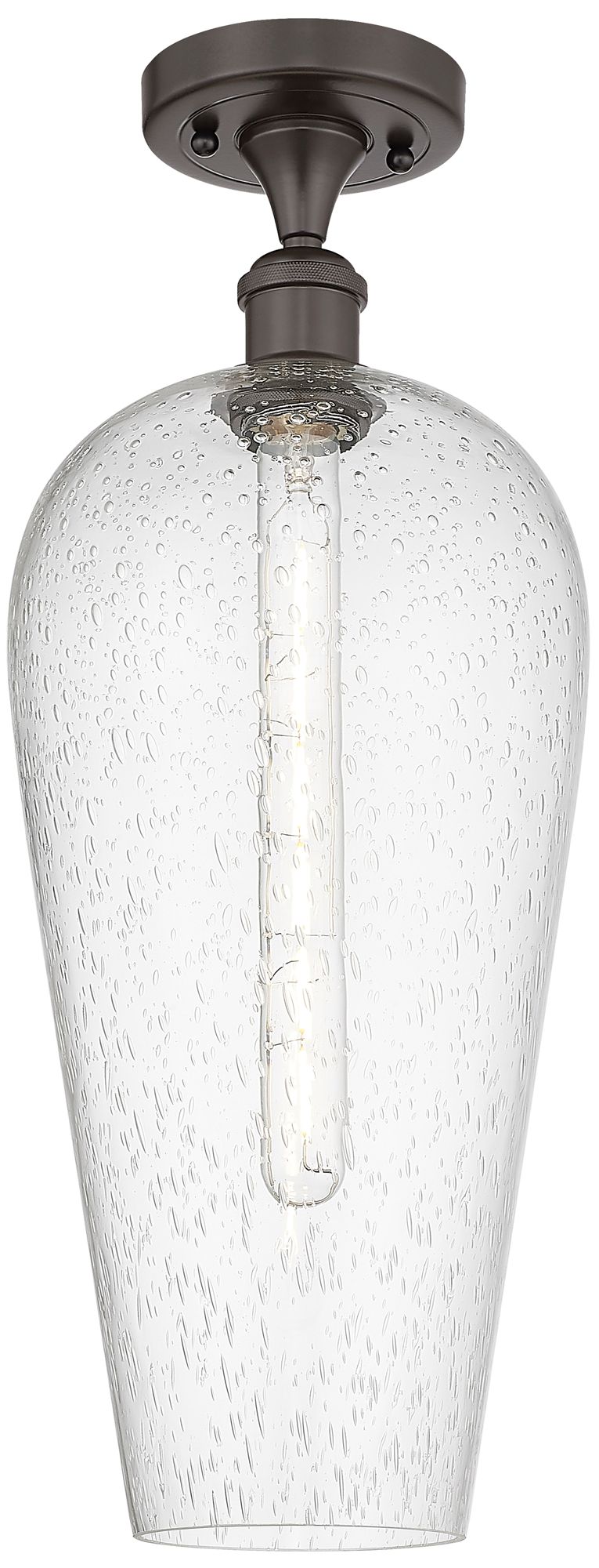 Ballston Chelsea 8"W Oil Rubbed Bronze Semi.Flush Mount w/ Seedy Shade