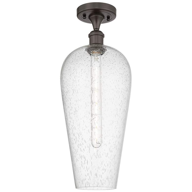 Image 1 Ballston Chelsea 8"W Oil Rubbed Bronze Semi.Flush Mount w/ Seedy Shade
