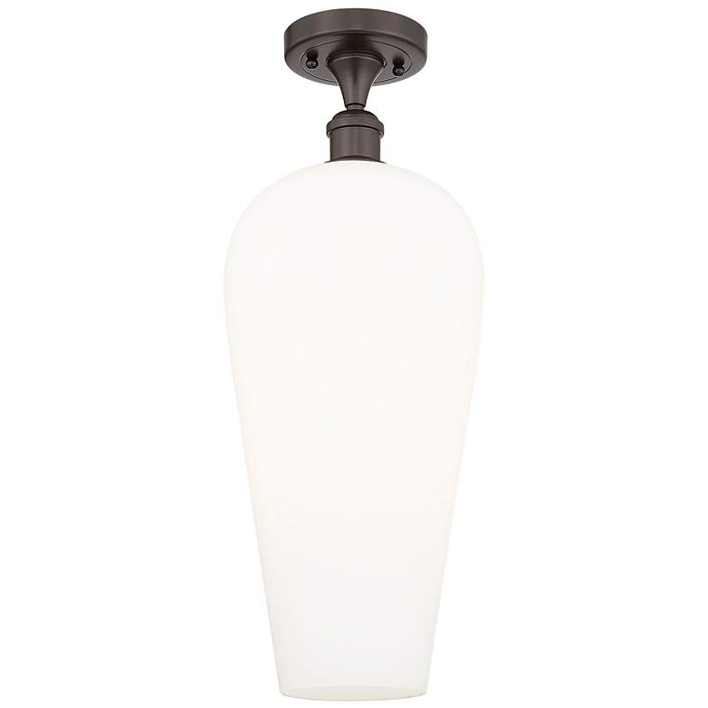 Image 1 Ballston Chelsea 8"W Oil Rubbed Bronze Semi.Flush Mount w/ White Shade