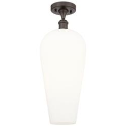 Ballston Chelsea 8"W Oil Rubbed Bronze Semi.Flush Mount w/ White Shade