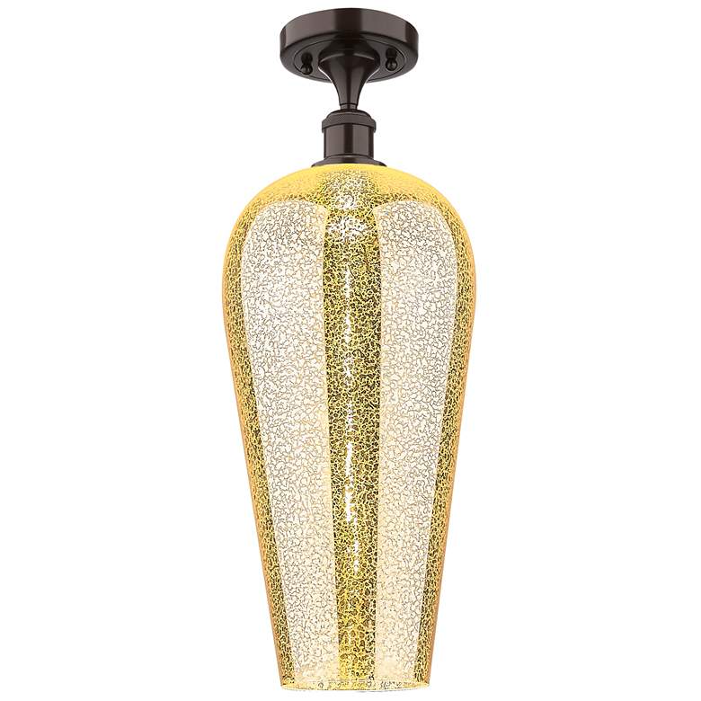 Image 1 Ballston Chelsea 8"W Oiled Bronze Semi.Flush Mount w/ Mercury Shade