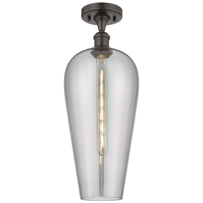 Image 1 Ballston Chelsea 8"W Oiled Bronze Semi-Flush w/ Light Smoke Shade