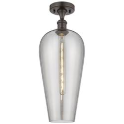 Ballston Chelsea 8"W Oiled Bronze Semi-Flush w/ Light Smoke Shade