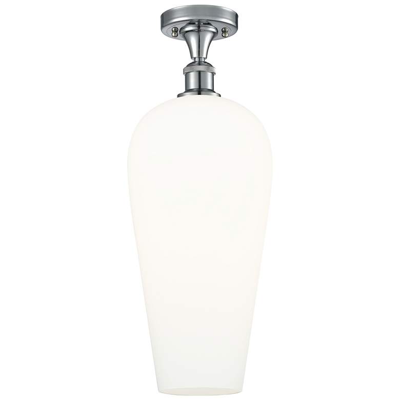 Image 1 Ballston Chelsea 8"W Polished Chrome Semi.Flush Mount With White Shade