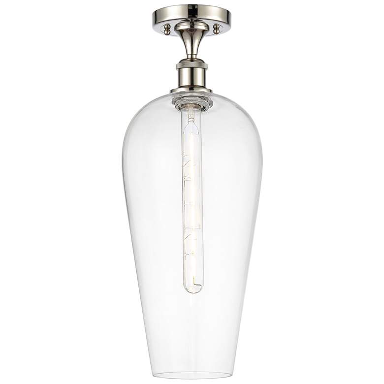 Image 1 Ballston Chelsea 8"W Polished Nickel Semi.Flush Mount With Clear Shade