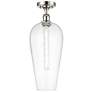 Ballston Chelsea 8"W Polished Nickel Semi.Flush Mount With Clear Shade