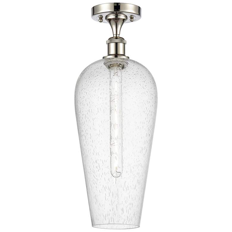 Image 1 Ballston Chelsea 8"W Polished Nickel Semi.Flush Mount With Seedy Shade