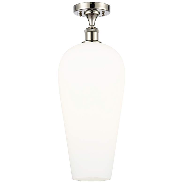 Image 1 Ballston Chelsea 8"W Polished Nickel Semi.Flush Mount With White Shade