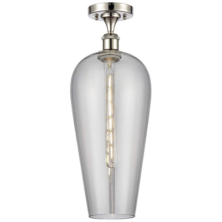 Image 1 Ballston Chelsea 8"W Polished Nickel Semi-Flush w/ Light Smoke Shade