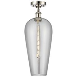 Ballston Chelsea 8"W Polished Nickel Semi-Flush w/ Light Smoke Shade