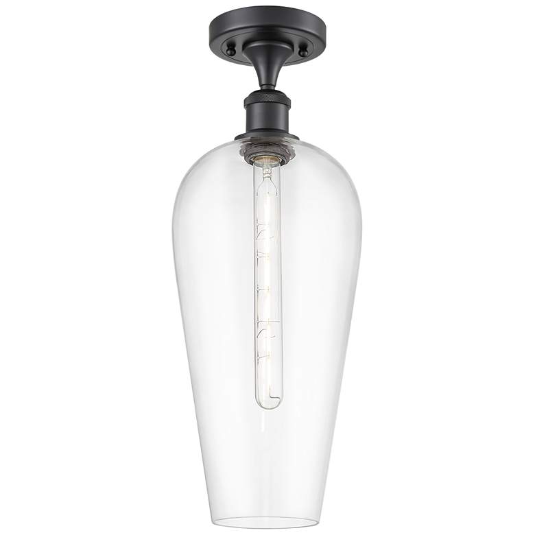 Image 1 Ballston Chelsea 8" Wide Matte Black Semi.Flush Mount With Clear Shade