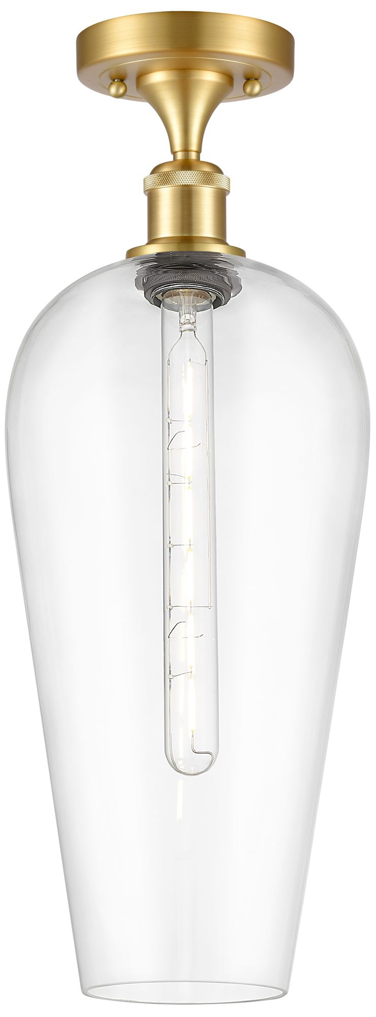 Ballston Chelsea 8" Wide Satin Gold Semi.Flush Mount With Clear Shade