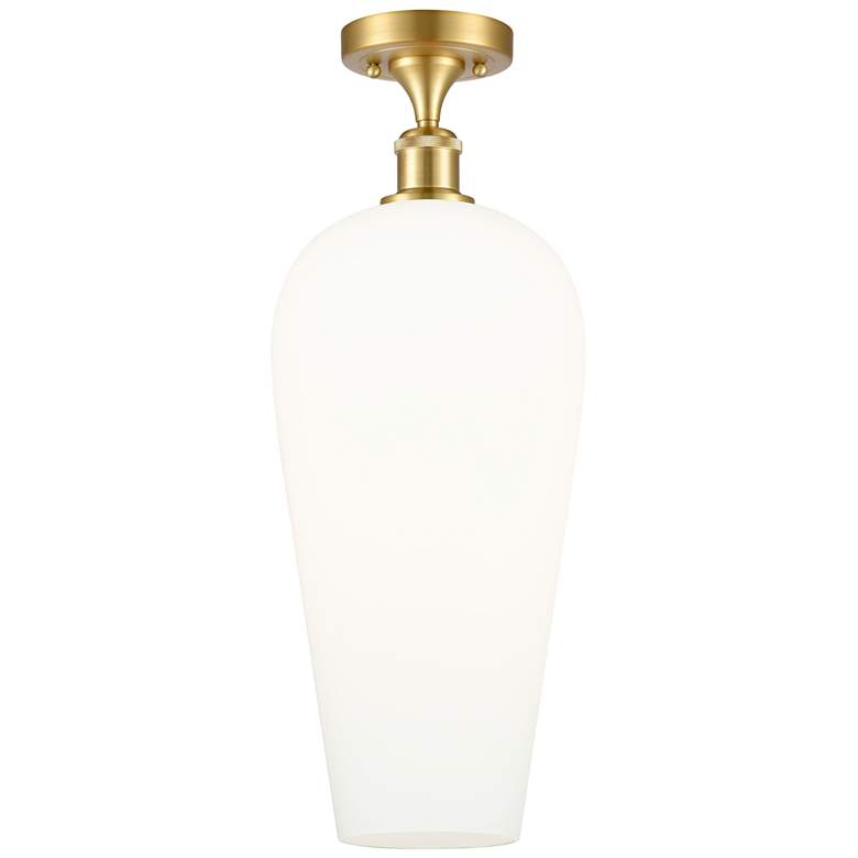 Image 1 Ballston Chelsea 8" Wide Satin Gold Semi.Flush Mount With White Shade